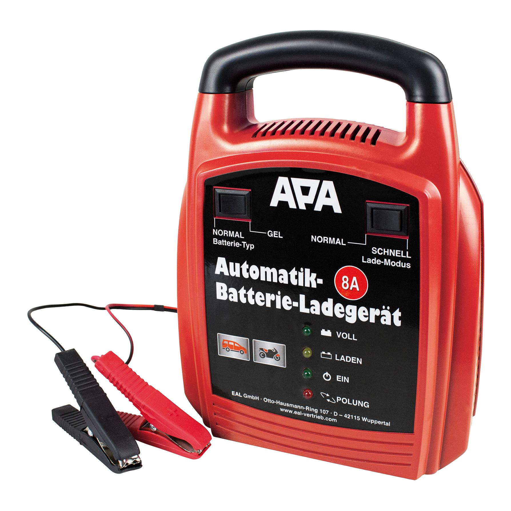 Image of APA Automatik Batterie-Ladegerät 12V 8A - Rot/Schwarz - bei Hauptner.ch