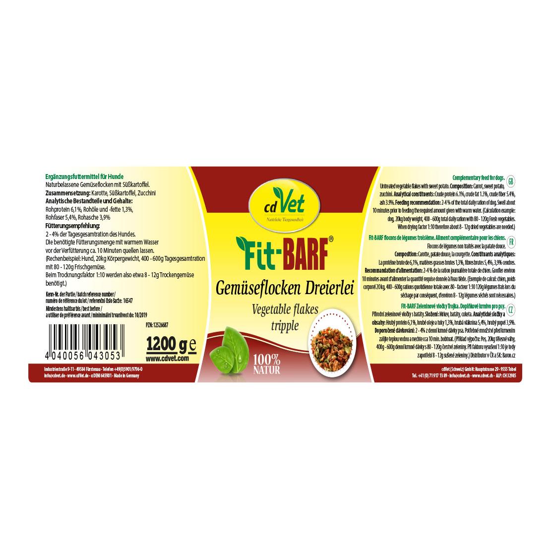 Fit-BARF Gemüseflocken Dreierlei 