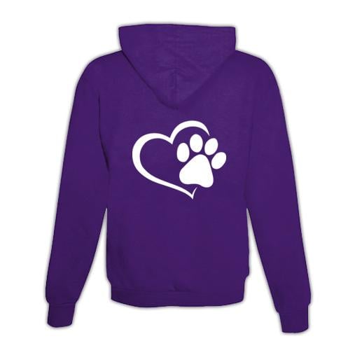 Image of Schwesternuhr Hoodie Herz mit Pfote Unisex - Lila - bei Hauptner.ch