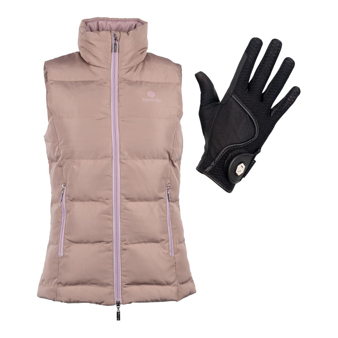 Spar-Set Steppweste Elements & Reithandschuh Mesh Perfection