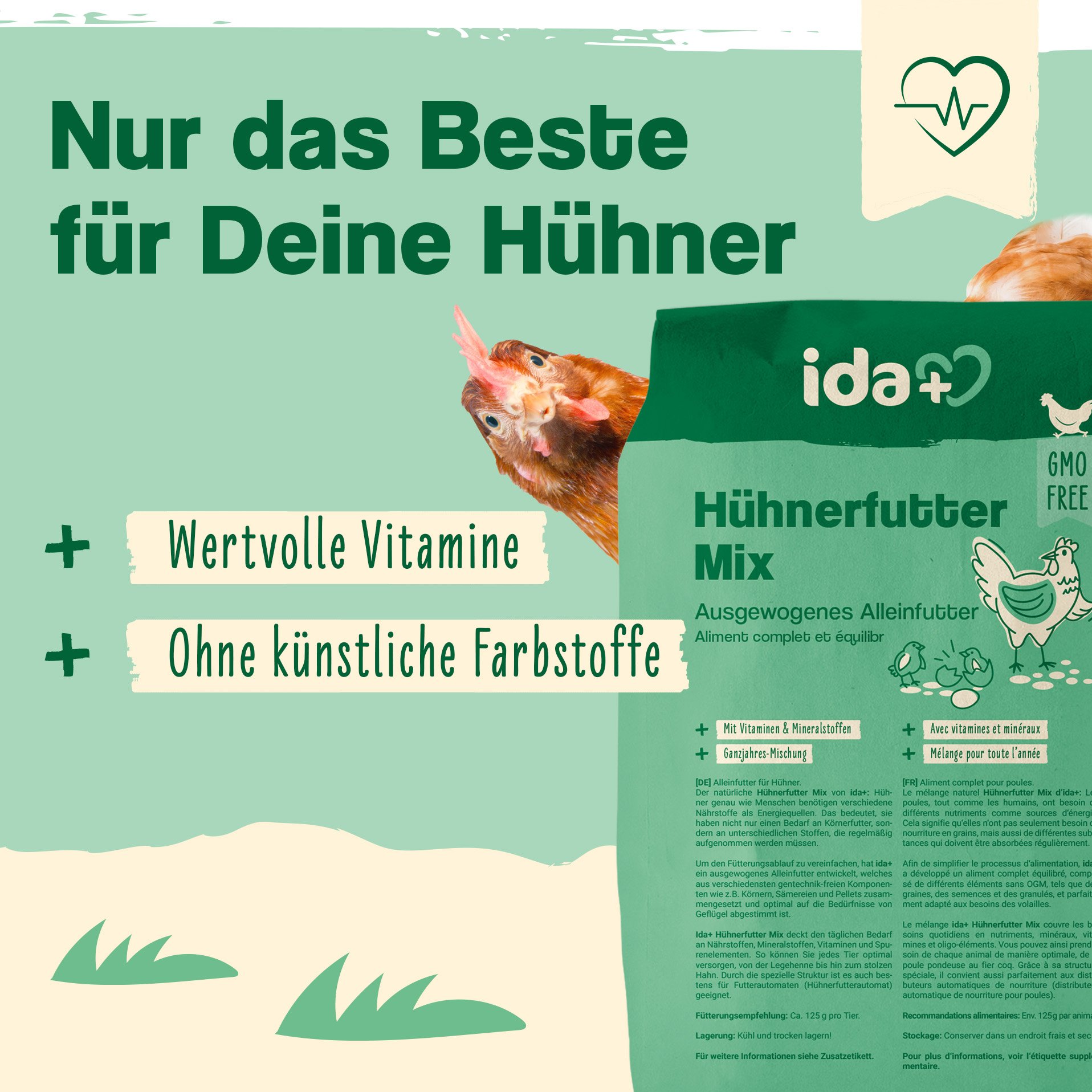 IdaPlus Mélange alimentaire pour poules - Aliment complet équilibré - Mélange pour toute l'année