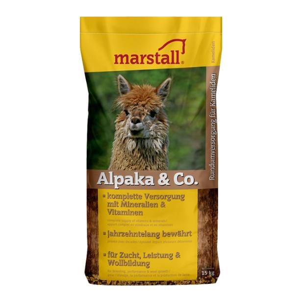 Marstall Alpaka & Co- Ergänzungsfuttermittel für Alpakas, Lamas und Kameliden, in wurfeln mit flocken
