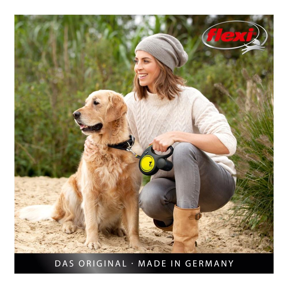 Flexi New Classic NEON Auszugsleine - schwarz/gelb