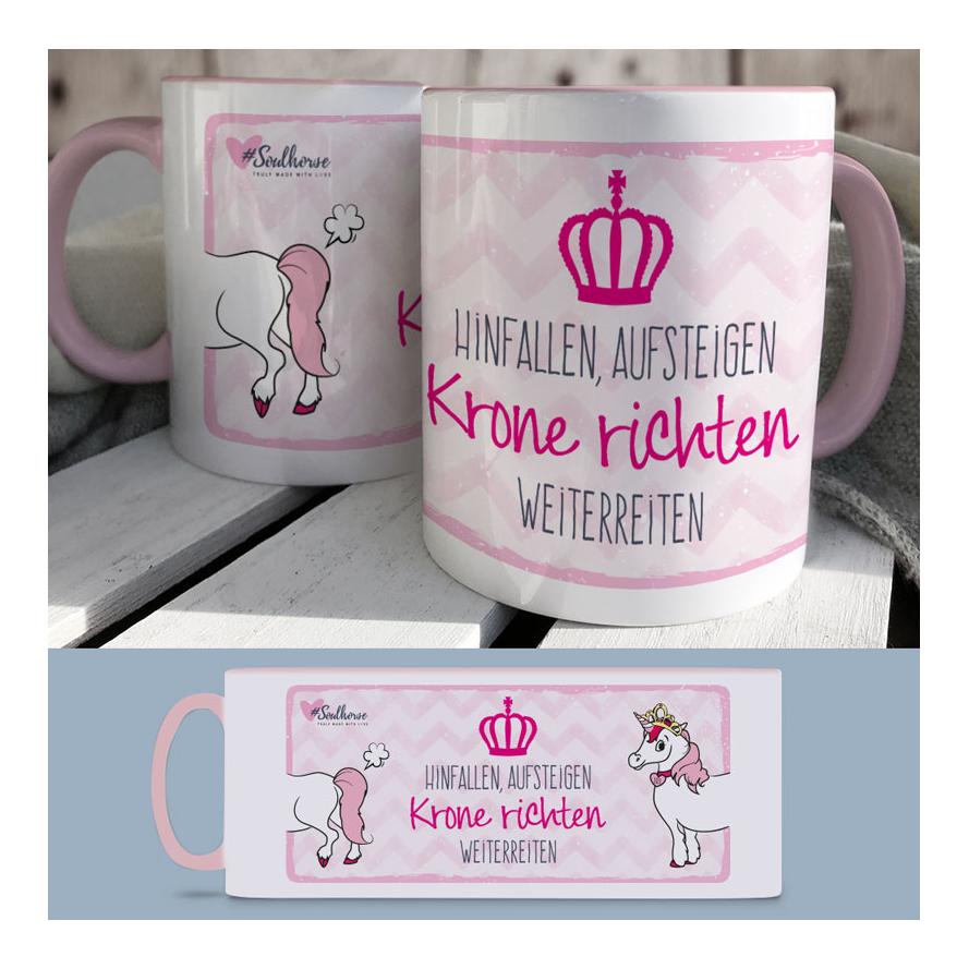 Image of Soulhorse Tasse “Krone richten” - Rosa - bei Hauptner.ch