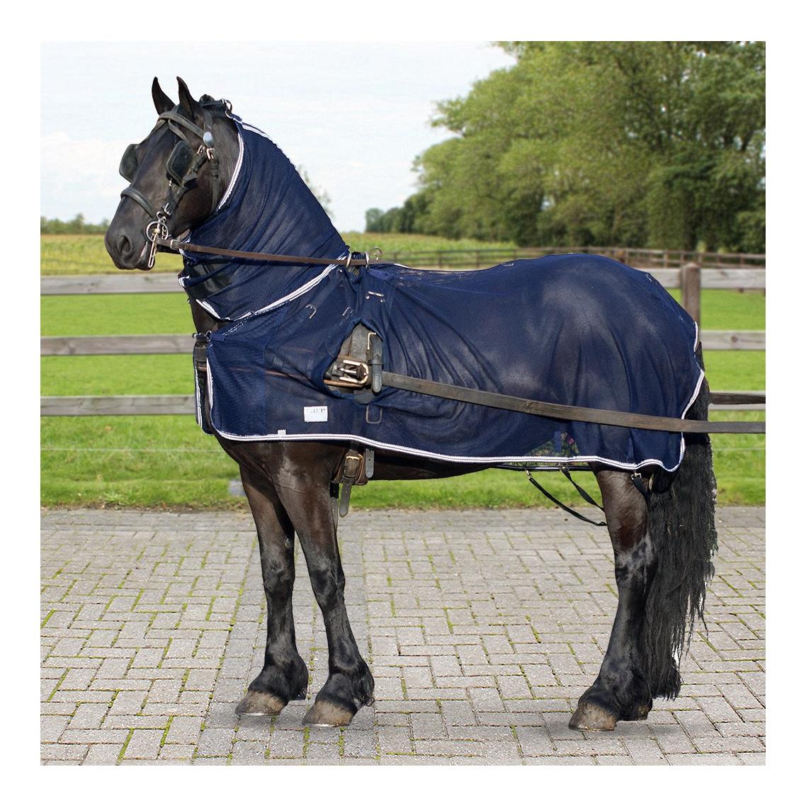 Image of QHP Ponygeschirr-Fliegendecke mit Halsteil - blau bei Hauptner.ch