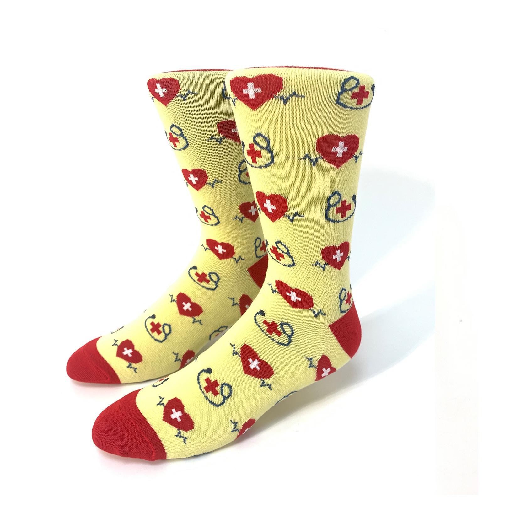 Chaussettes pour soignants stéthoscope et cœur