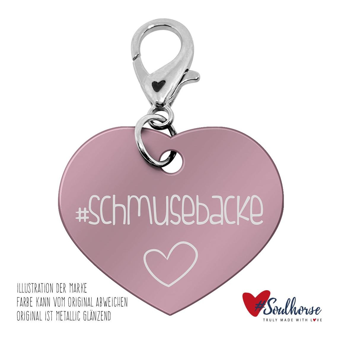 "Schmusebacke" Bunte Pferdemarke mit Karabiner