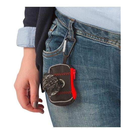 Kotbeutelspender Nylon 8x5x4 cm - schwarz/rot