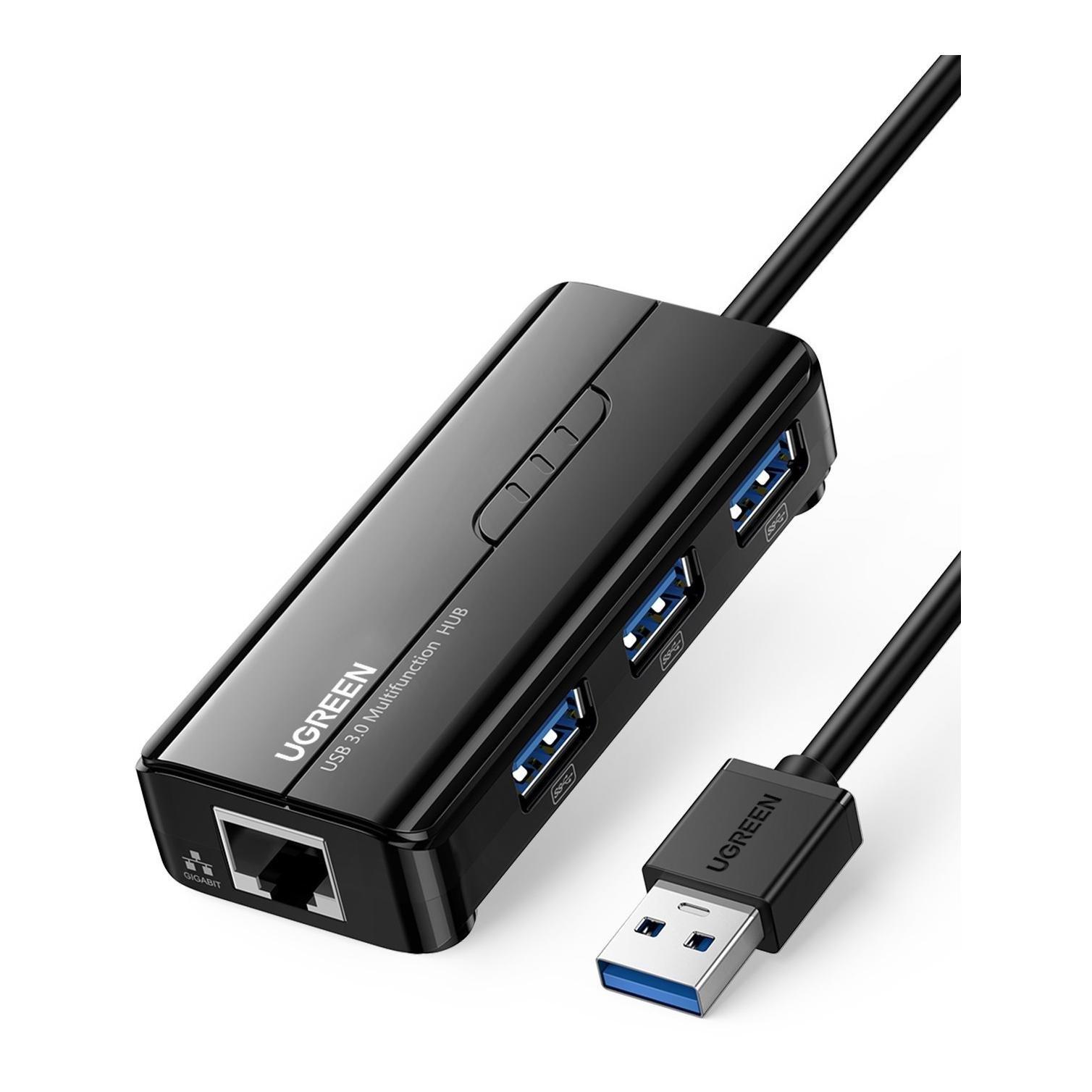 Image of Ugreen USB 3.0 Hub mit Gigabit Internet Adapter - Schwarz - bei Hauptner.ch