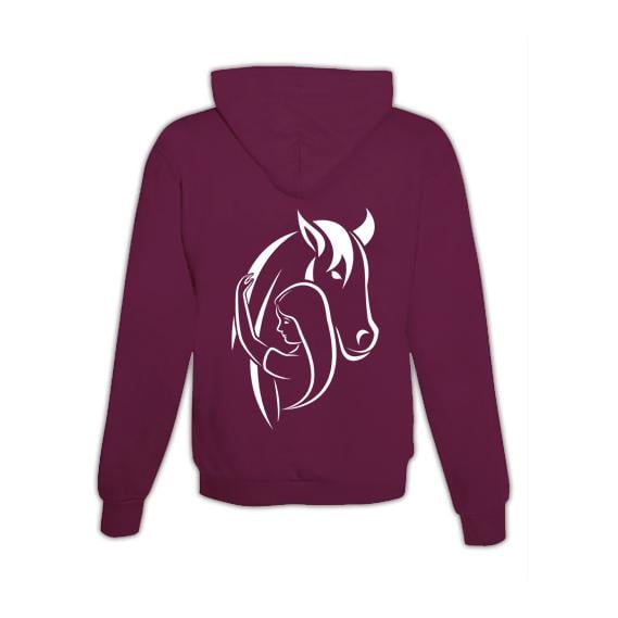 Image of Schwesternuhr Hoodie Horse & Love Unisex - Burgundy - bei Hauptner.ch