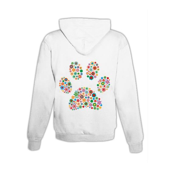 Image of Schwesternuhr Hoodie Pfote bunt Unisex - Weiss - bei Hauptner.ch