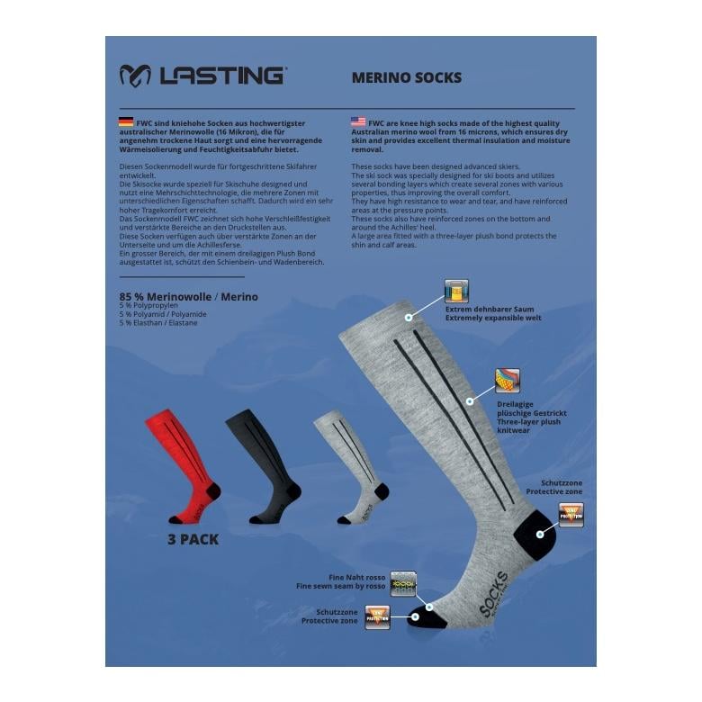 Chaussettes en laine mérinos FWC lot de 3