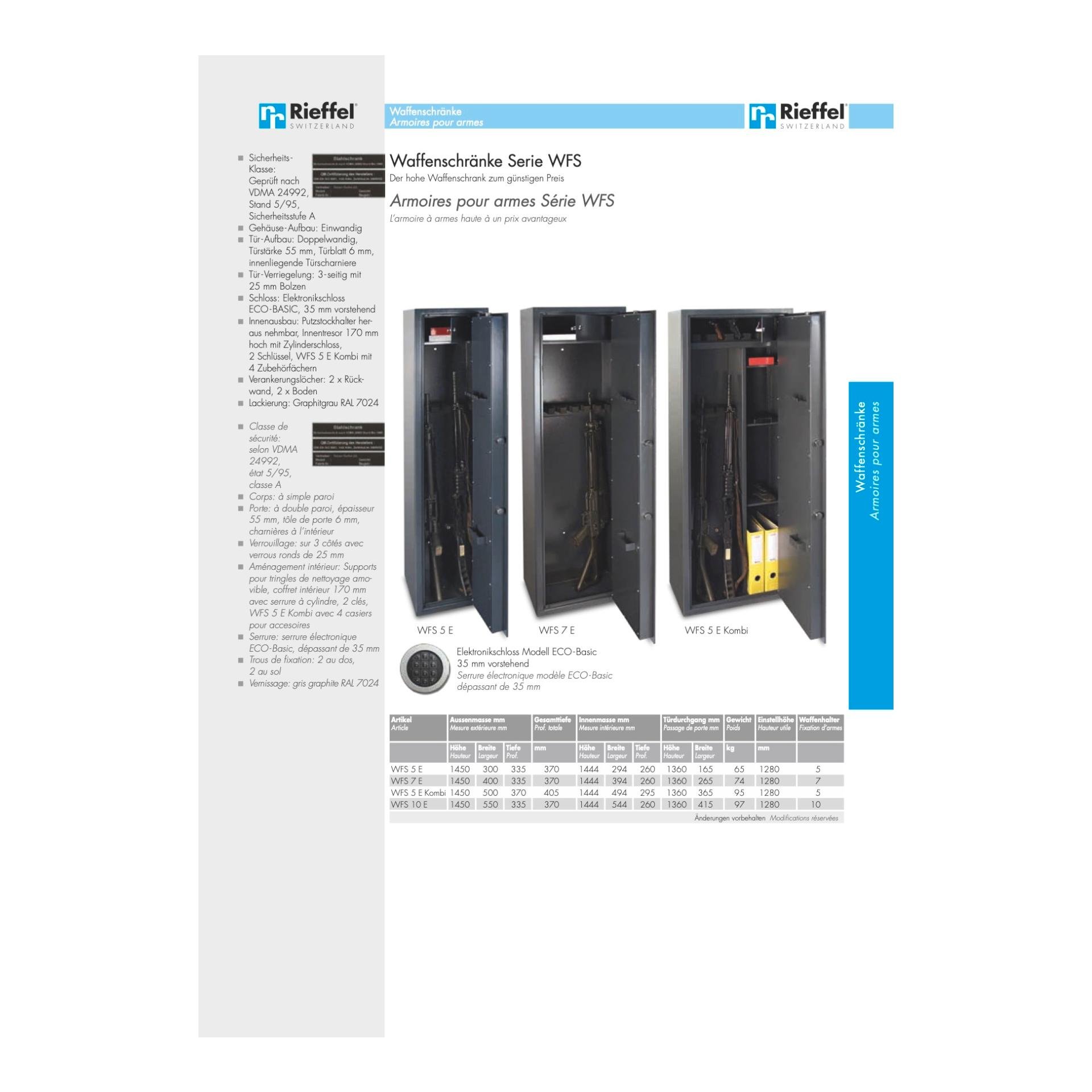 Image of Robert Rieffel Waffenschrank WFS 7 E mit Elektronikschloss ECO-Basic - Grau - bei Hauptner.ch