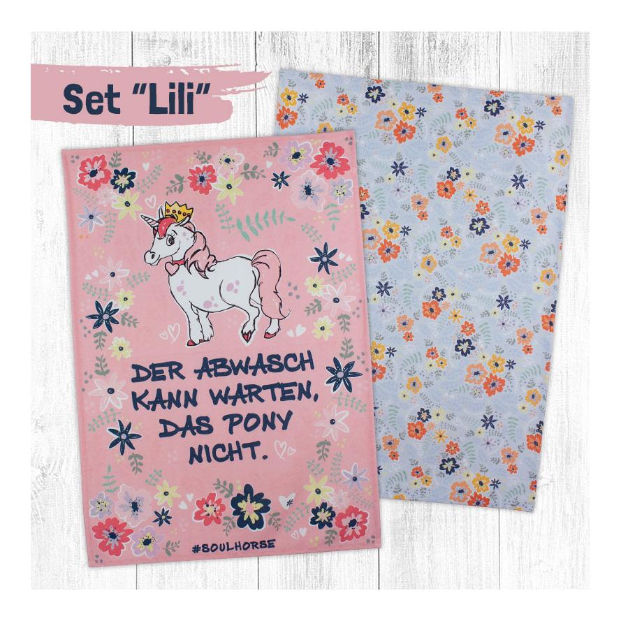 Image of Soulhorse Handtuch 2er Set “Comic Flowers” - Lili Rosa/Hellblau - bei Hauptner.ch