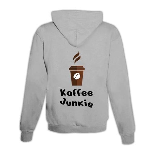 JoyLine Hoodie mit Zipper Kaffee Junkie Unisex - Grau