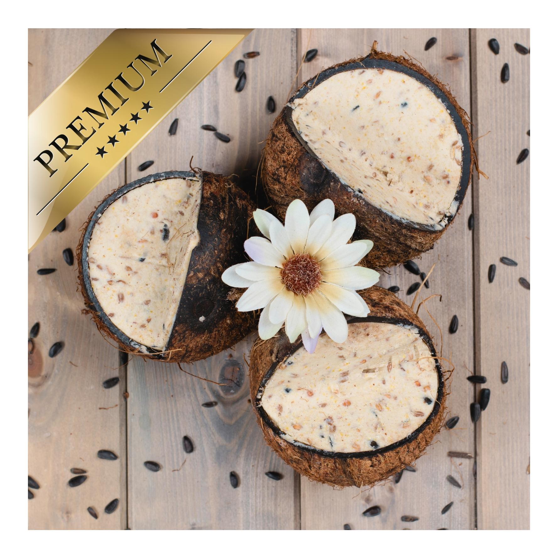 Ganze Kokosnuss V-Cut gefüllt