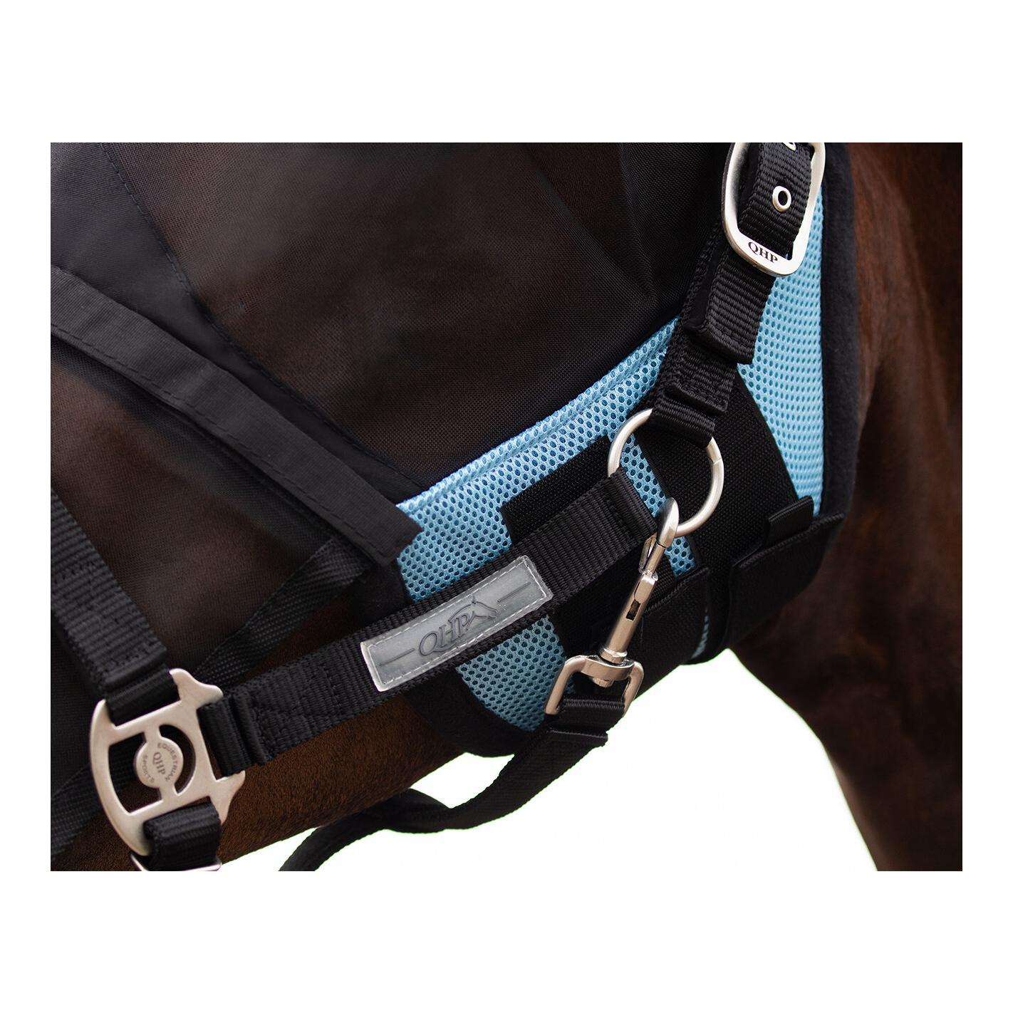 Fliegenmaske mit abnehmbarem Nasenschutz - schwarz/hellblau