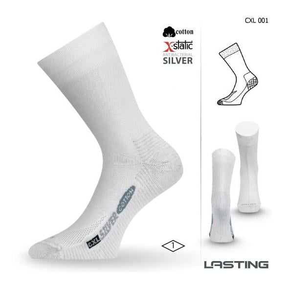 Chaussettes de trekking en coton avec fibres d'argent CXL - blanc