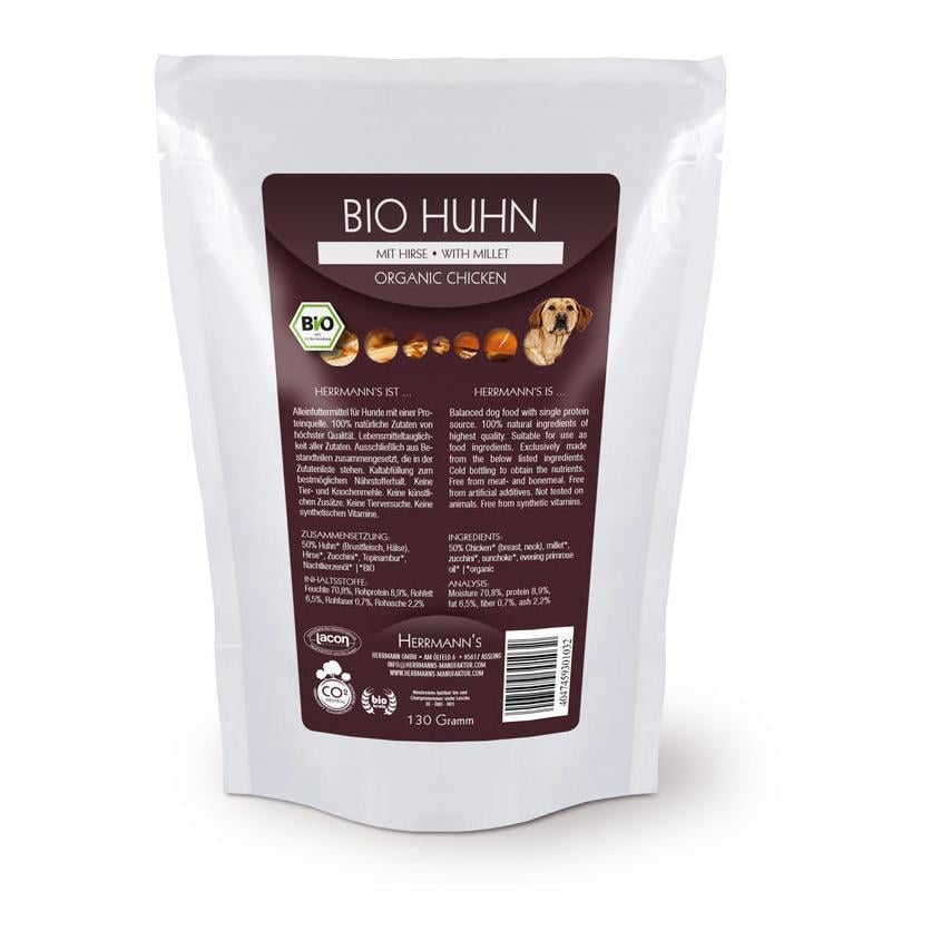Image of HERRMANN'S BIO Bio Huhn mit Hirse Nassfutter Stehbeutel bei Hauptner.ch
