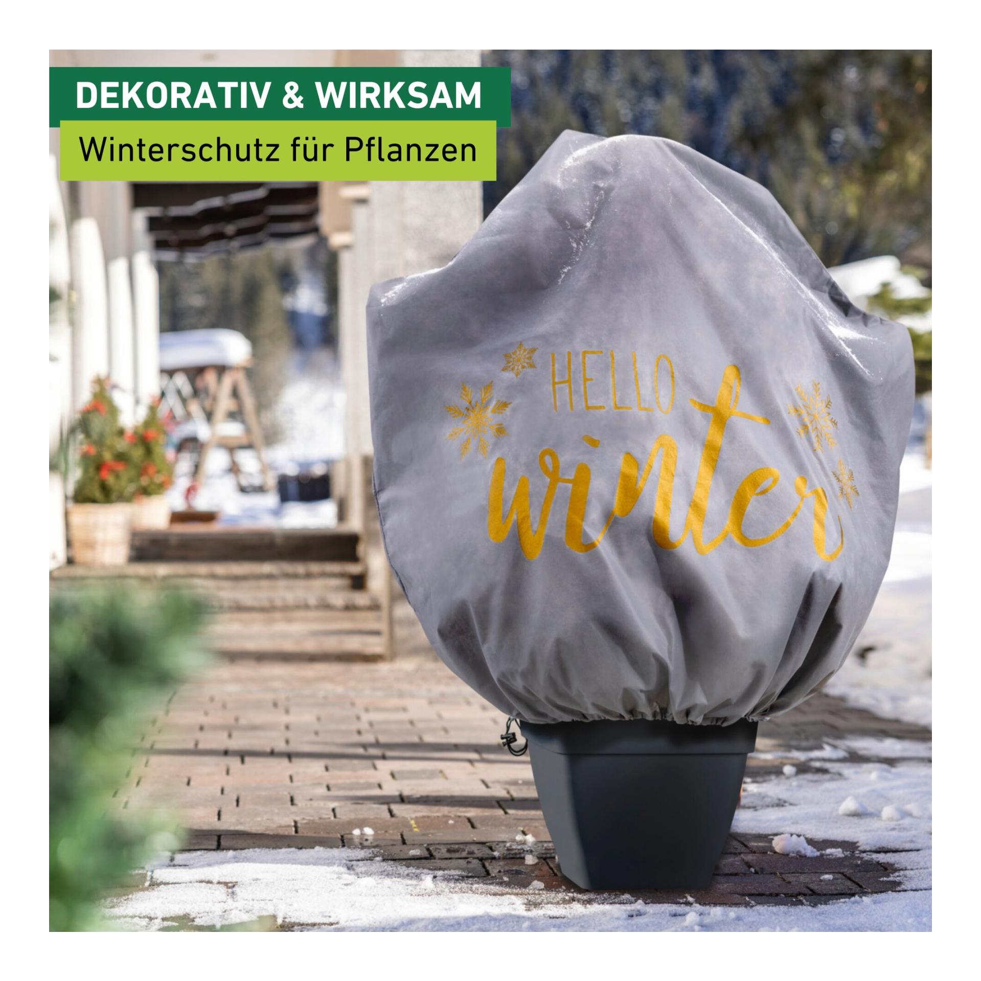 Winter-Deko-Vlieshaube PROTECT Hello Winter