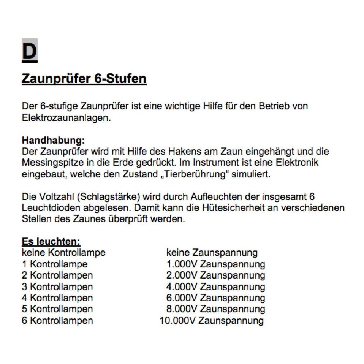 Testeur de clôture à 6 niveaux 