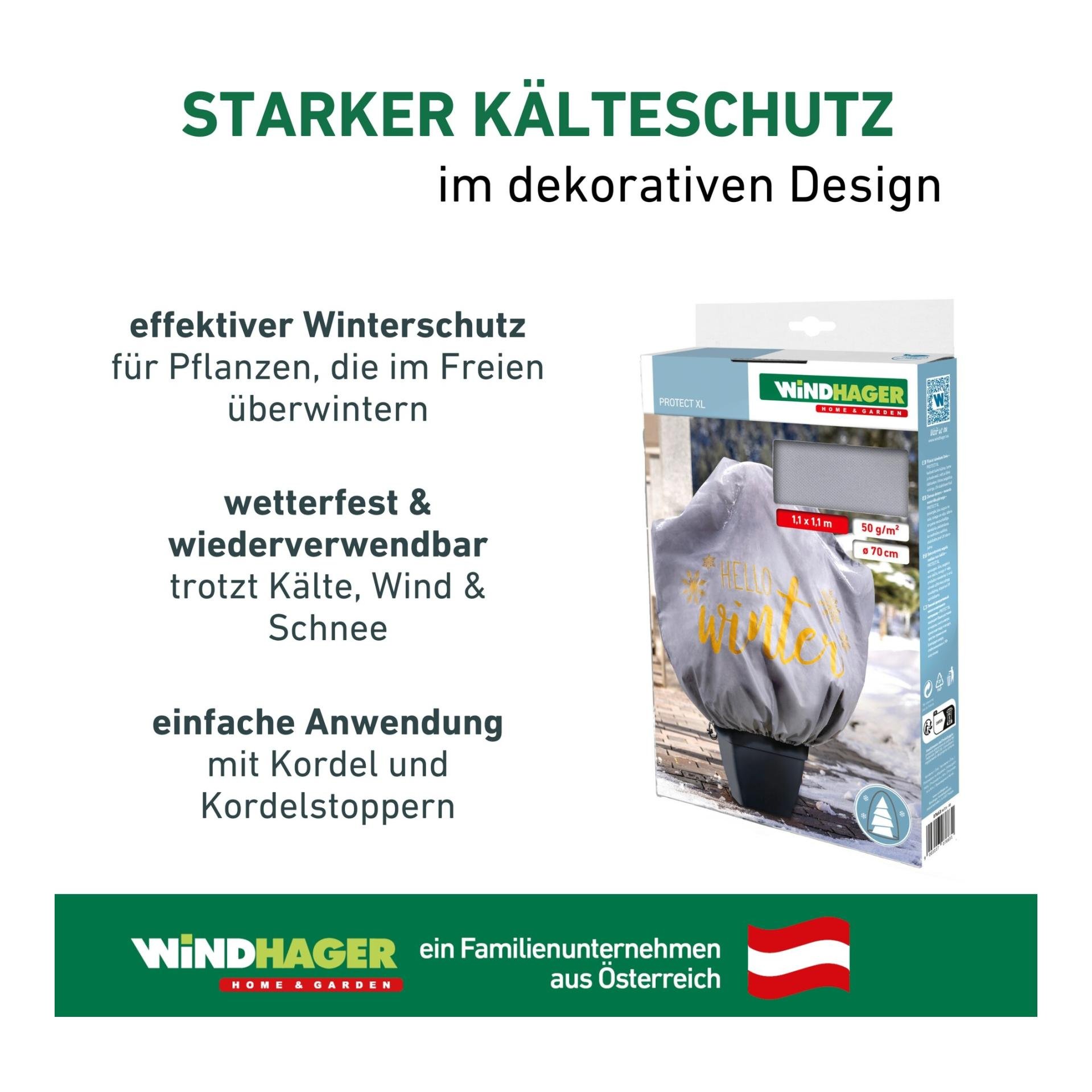 Winter-Deko-Vlieshaube PROTECT Hello Winter