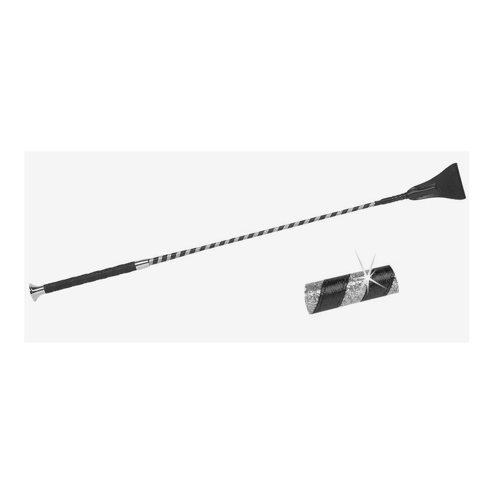 Cravache d’obstacles en grip satin-paillettes de Fleck - noire