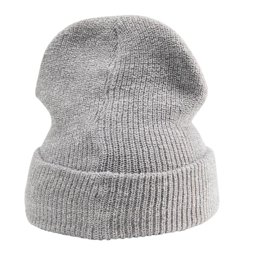 Bonnet avec logo en tricot et emblème brodé - gris chiné