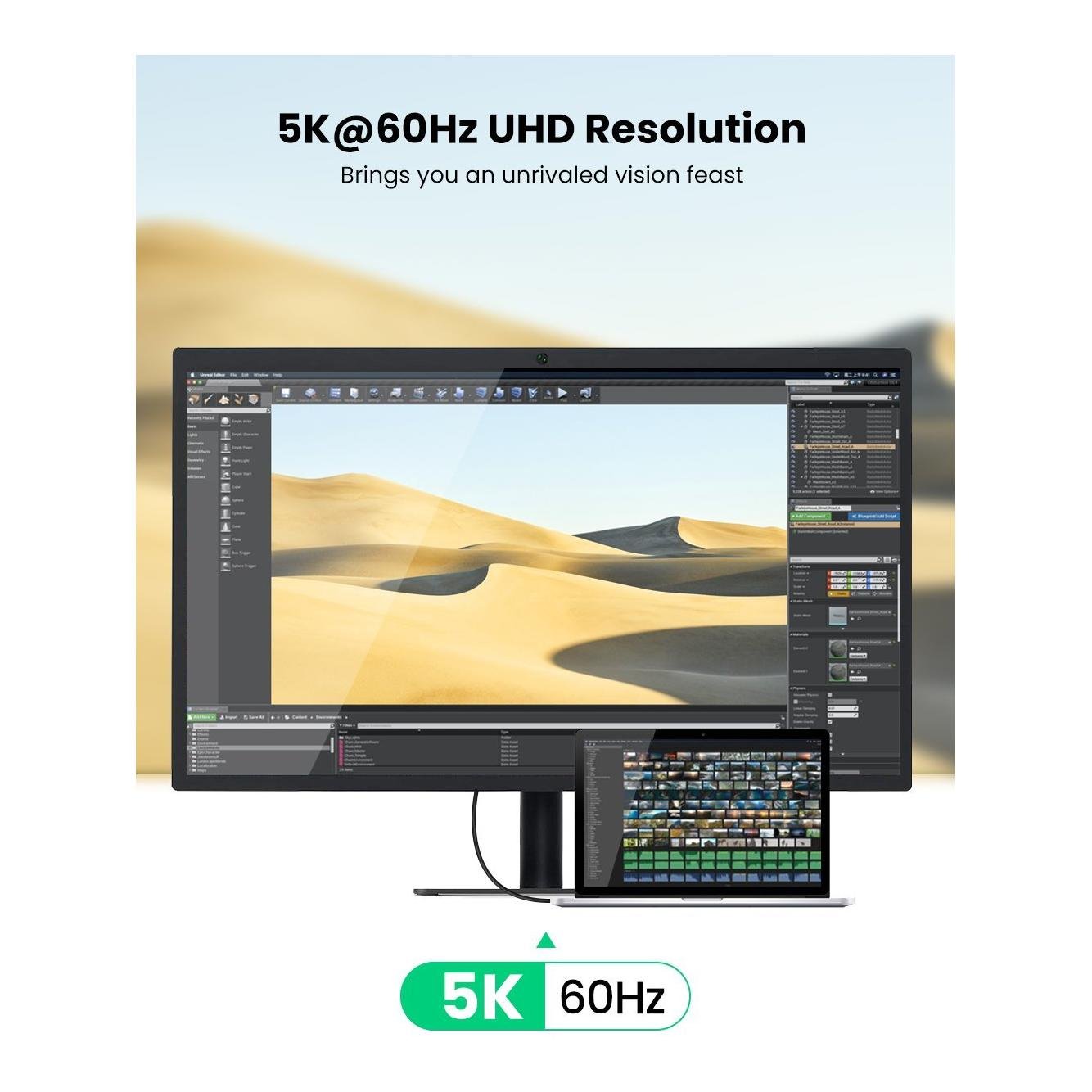 Thunderbolt 3 USB-C Kabel (40 Gbps, 100 Watt, 5A) - Schwarz