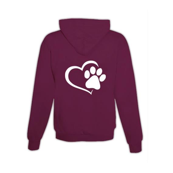 Image of Schwesternuhr Hoodie Herz mit Pfote Unisex - Burgundy - bei Hauptner.ch