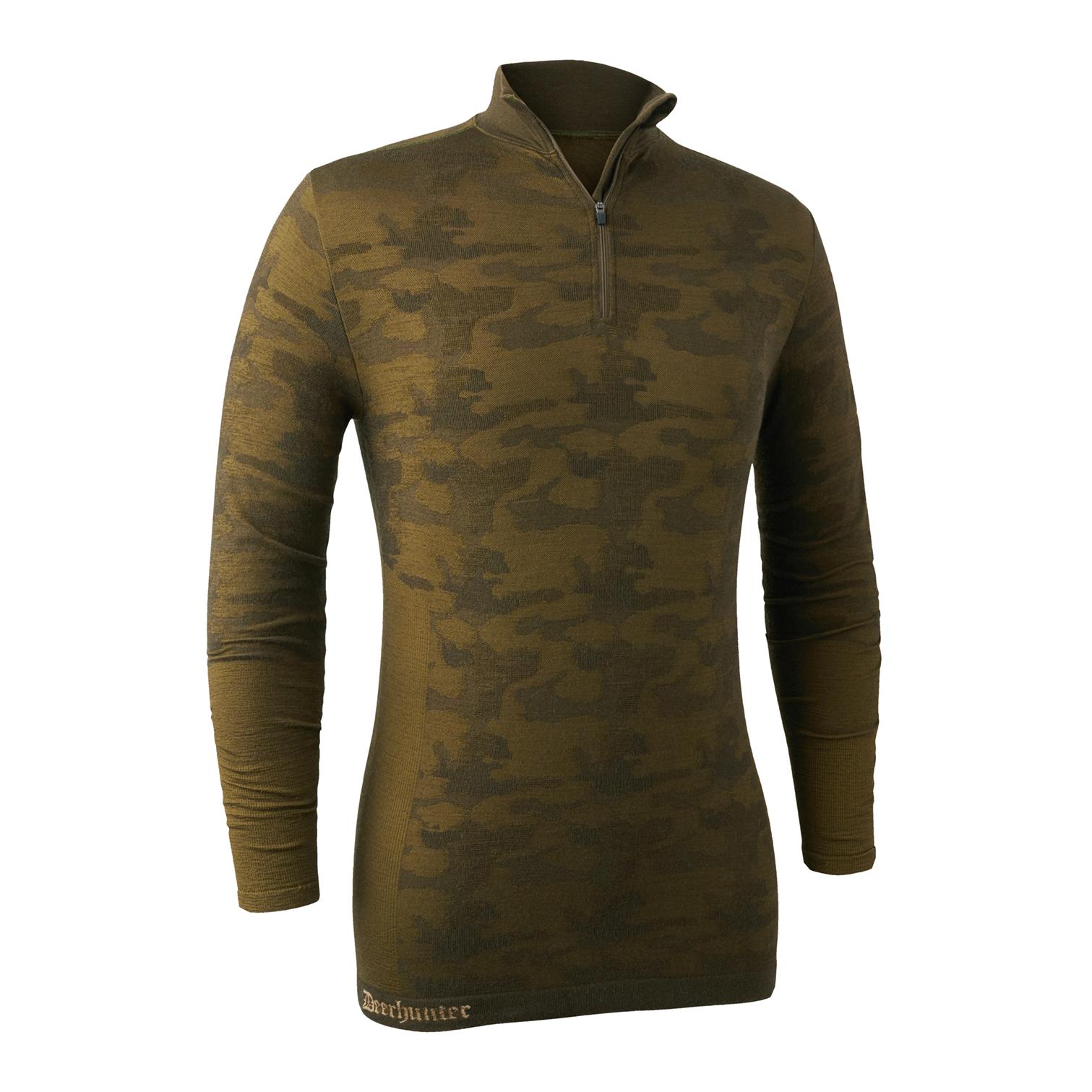 Camou Wollunterhemd mit Reissverschluss - grün