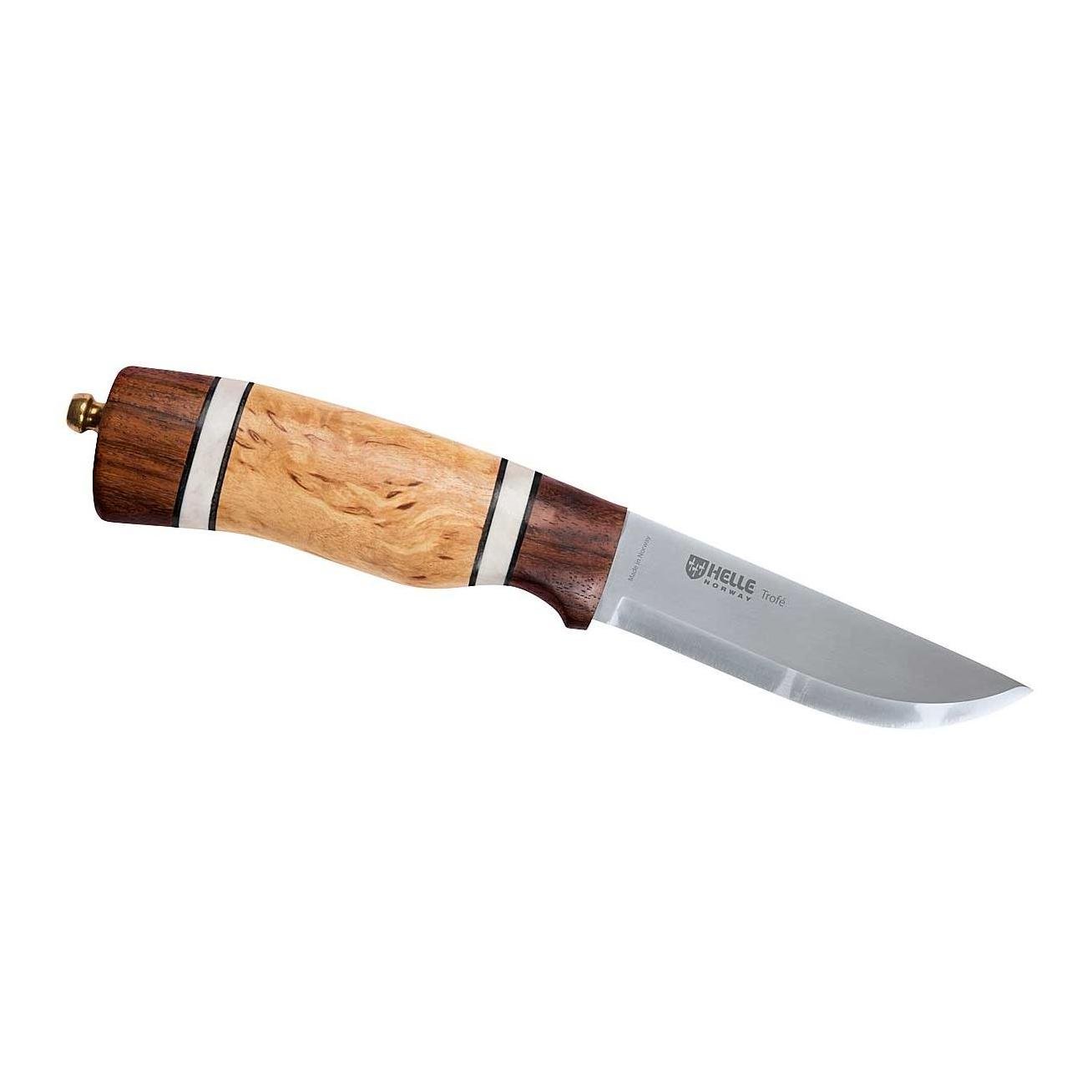 Image of Helle Jagd-/Outdoormesser Trofe - Eiche-Maserbirke-Hirschhorn - Braun - bei Hauptner.ch