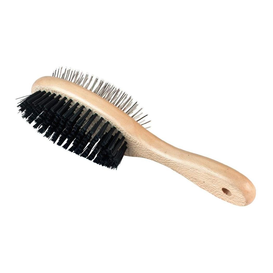 Brosse double avec manche en bois