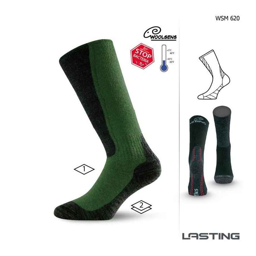 Chaussettes de trekking en mérinos WSM - vert