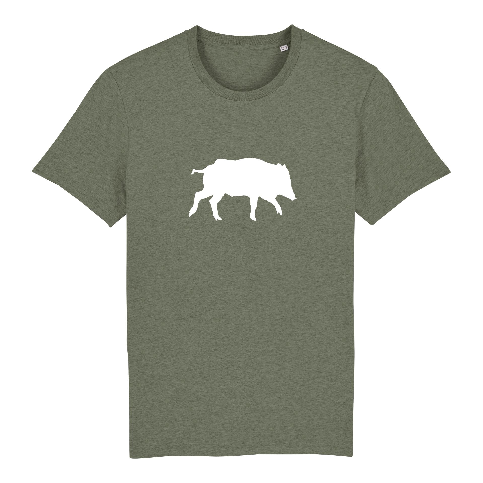 Image of Hauptner Jagd T-Shirt Wildmotiv - Wildschwein - Mid Heather Khaki - bei Hauptner.ch