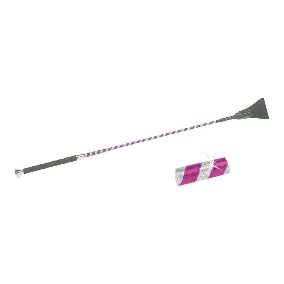 Cravache d’obstacles en grip satin-paillettes de Fleck - rose