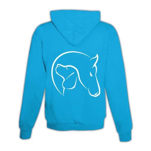 Image of Schwesternuhr Hoodie Horse & Dog Unisex - Hellblau/Türkis - bei Hauptner.ch