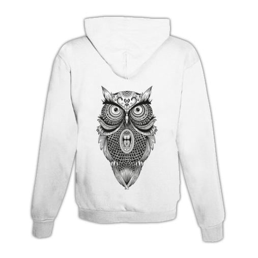 Hoodie mit Zipper Mandala Eule Unisex