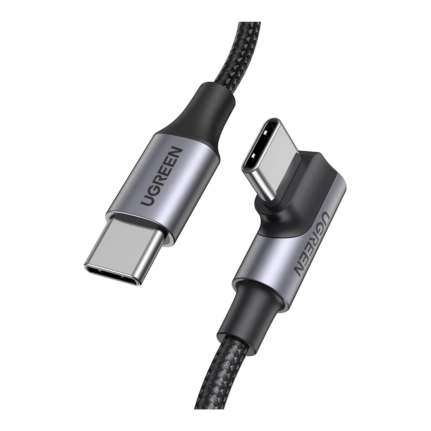 Image of Ugreen USB-C 2.0 zu USB-C 2.0 gewinkelt 5A Datenkabel - Schwarz / Grau - Schwarz-Grau - bei Hauptner.ch