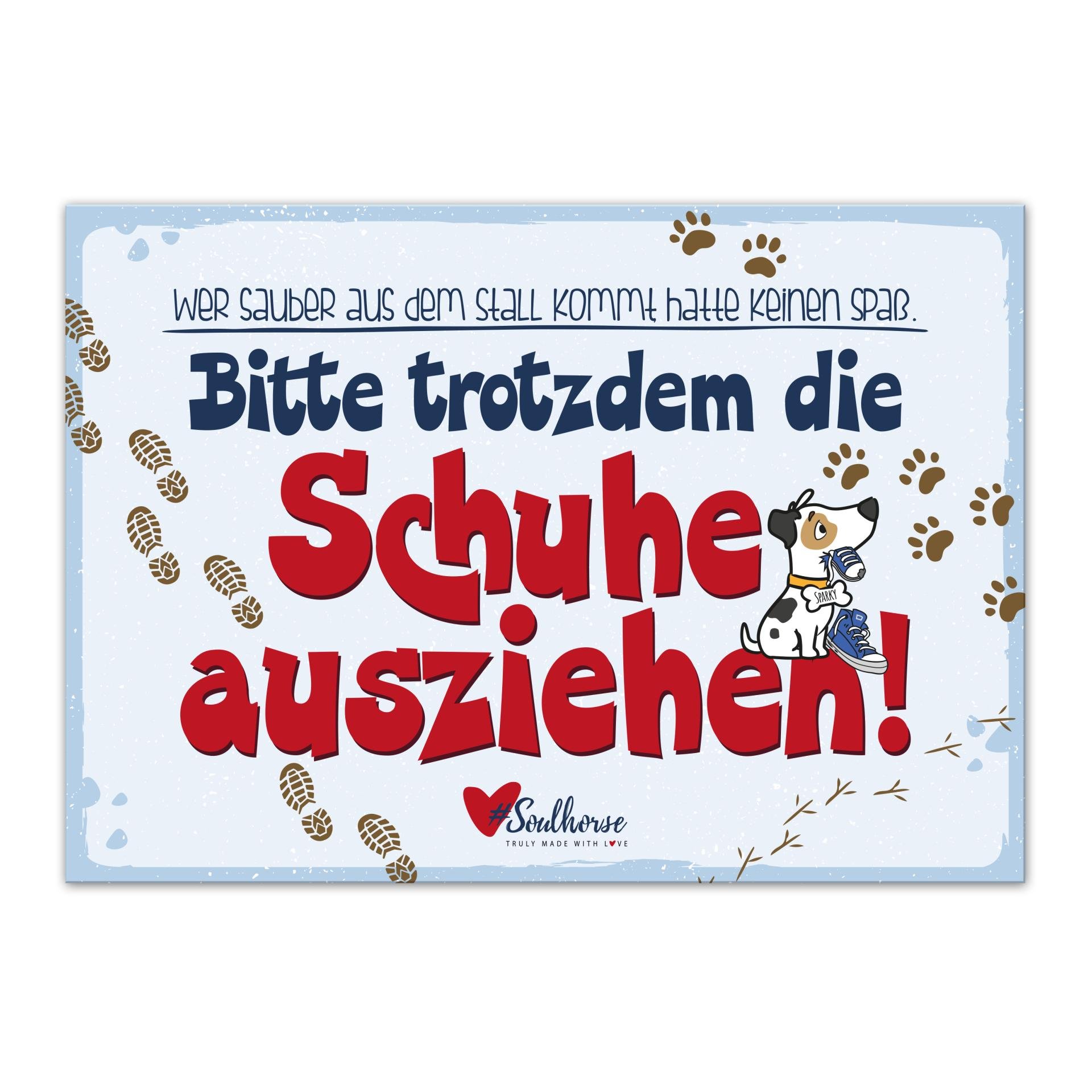 “Schuhe ausziehen” Stallschild