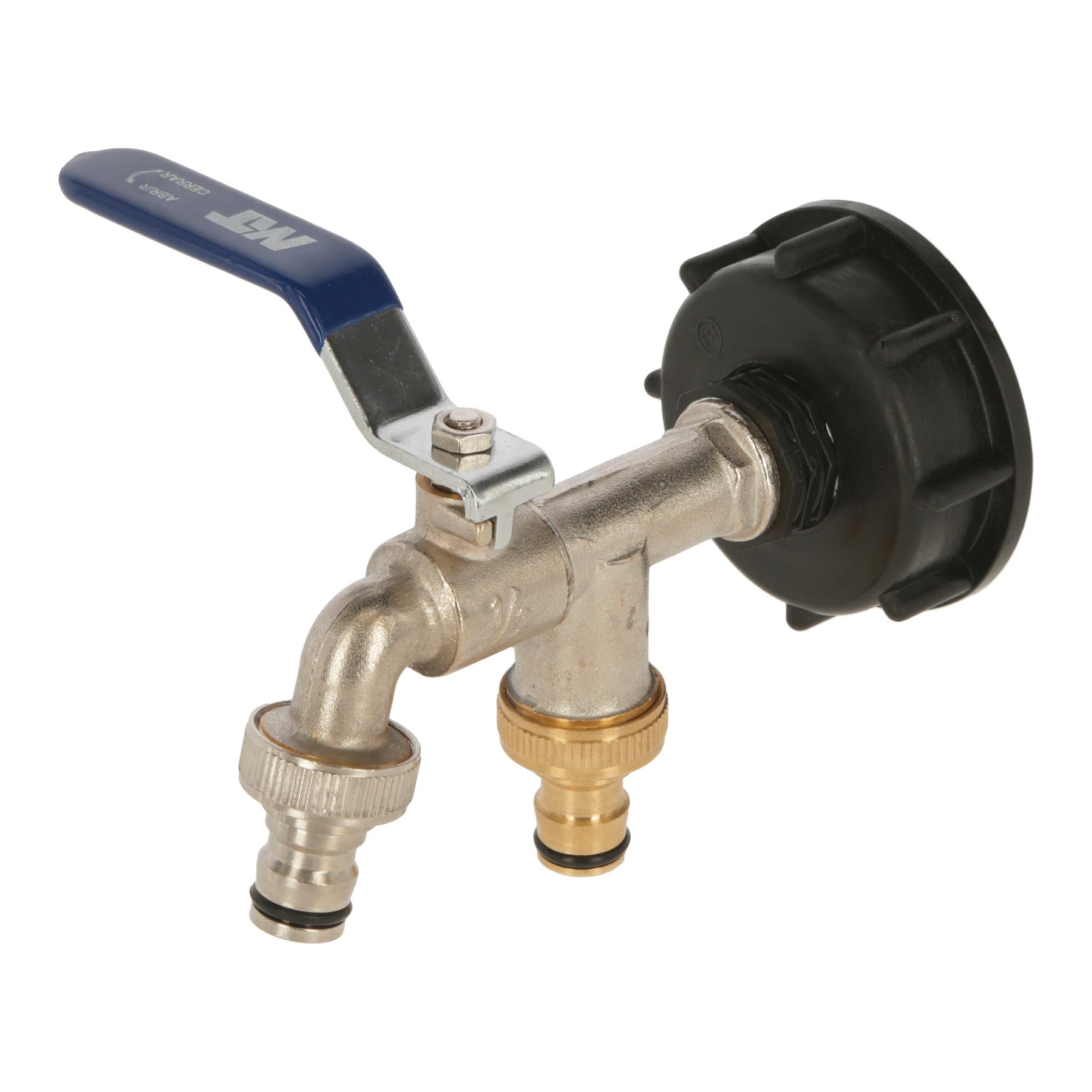 IBC Adapter S60x6, mit zwei Schnellkupplungen, separat absperrbar