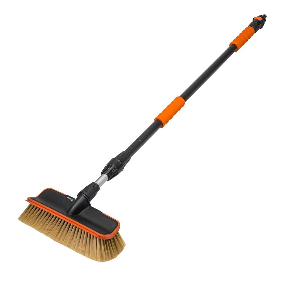 Brosse de lavage télescopique souple avec raclette et valve