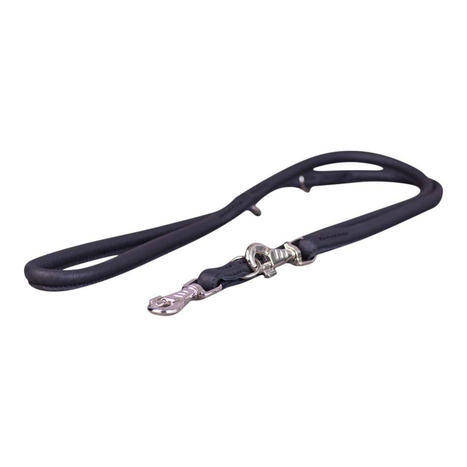 Führleine Echtleder rundgenäht 2m verchromt - schwarz