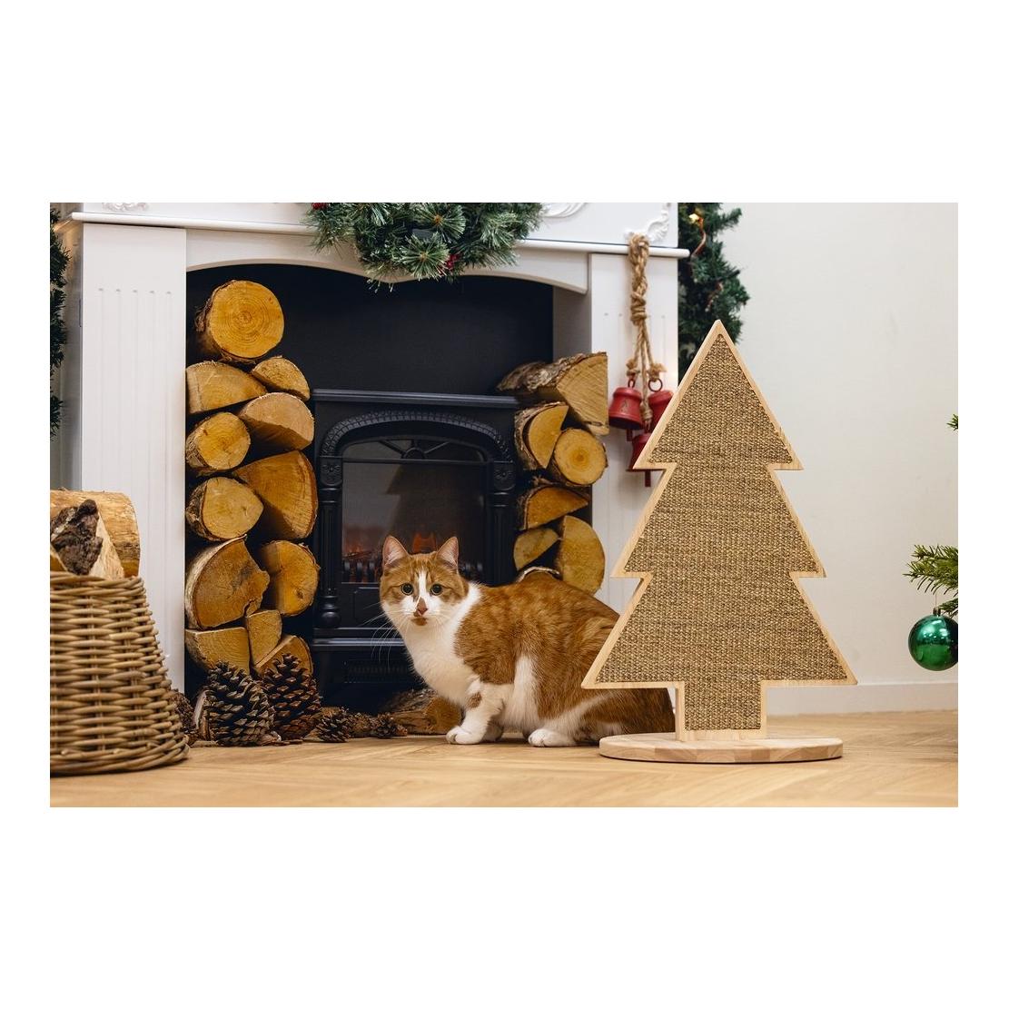 Weihnachts-Kratzbaum aus Holz für Katzen