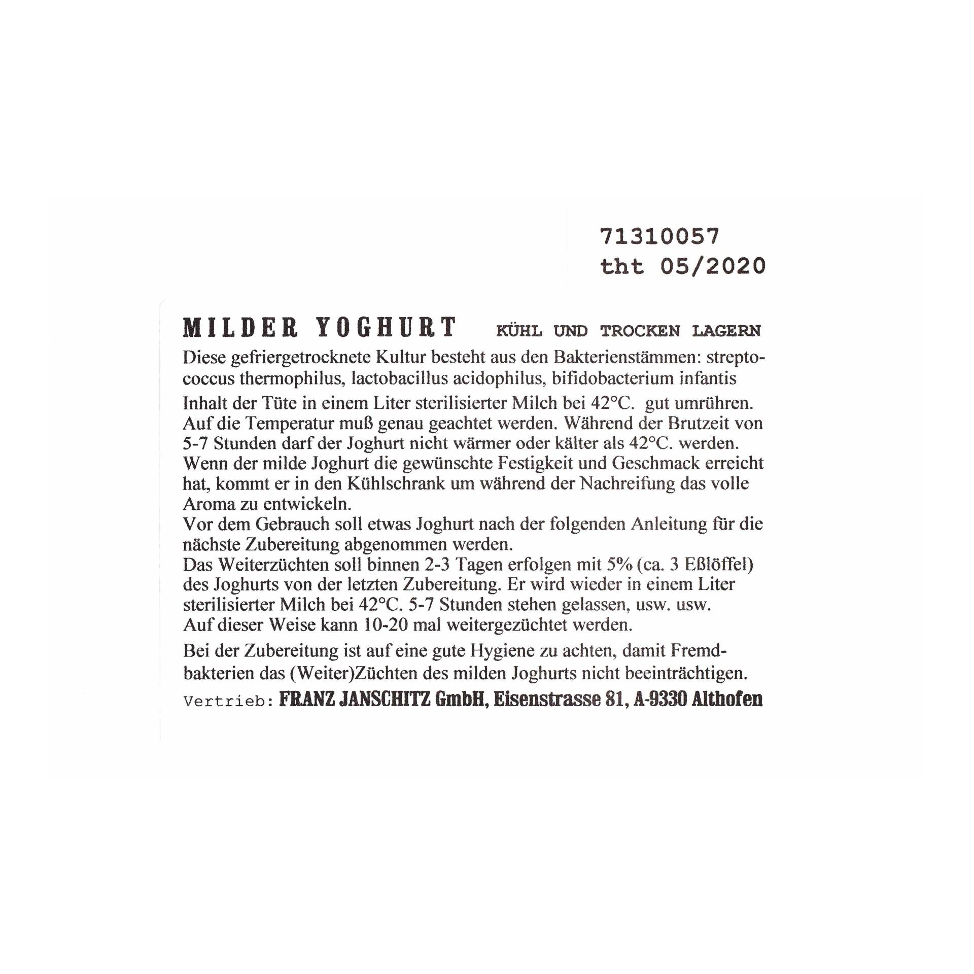 Joghurtkultur mild Fitness