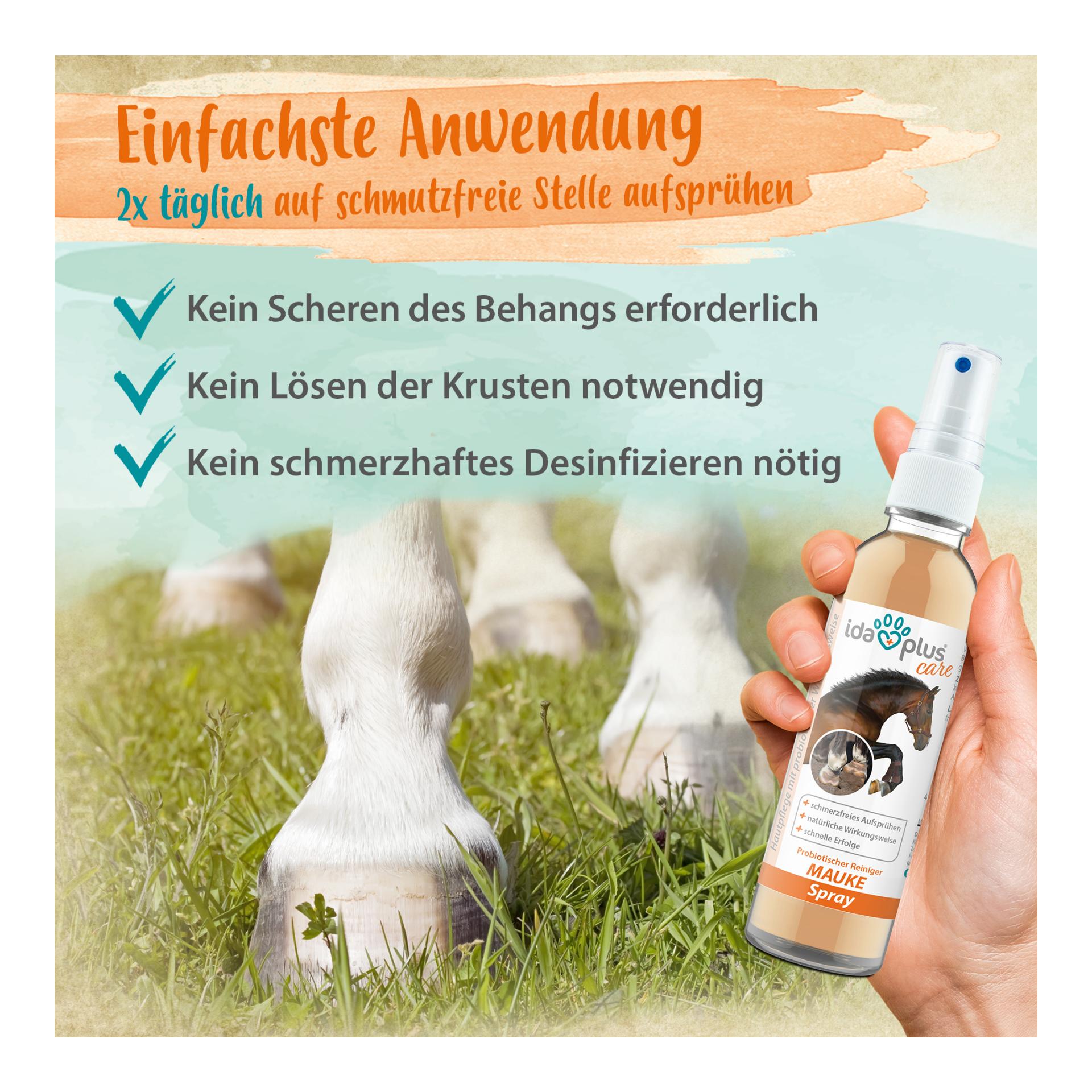 Mauke Spray für Pferde - schnelle Hilfe bei Mauke, Strahlfäule & Ekzemen 