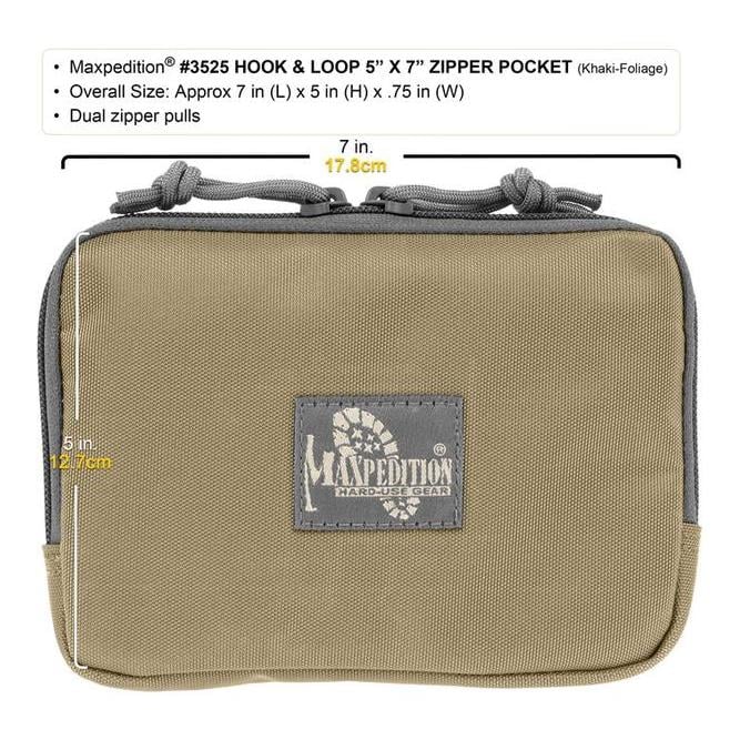 Hook & Loop 12.5cm x 17.5cm Zipper Pocket - Khaki / Foliage