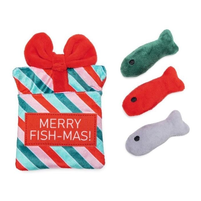 Katzen Weihnachtsgeschenk mit Fischen