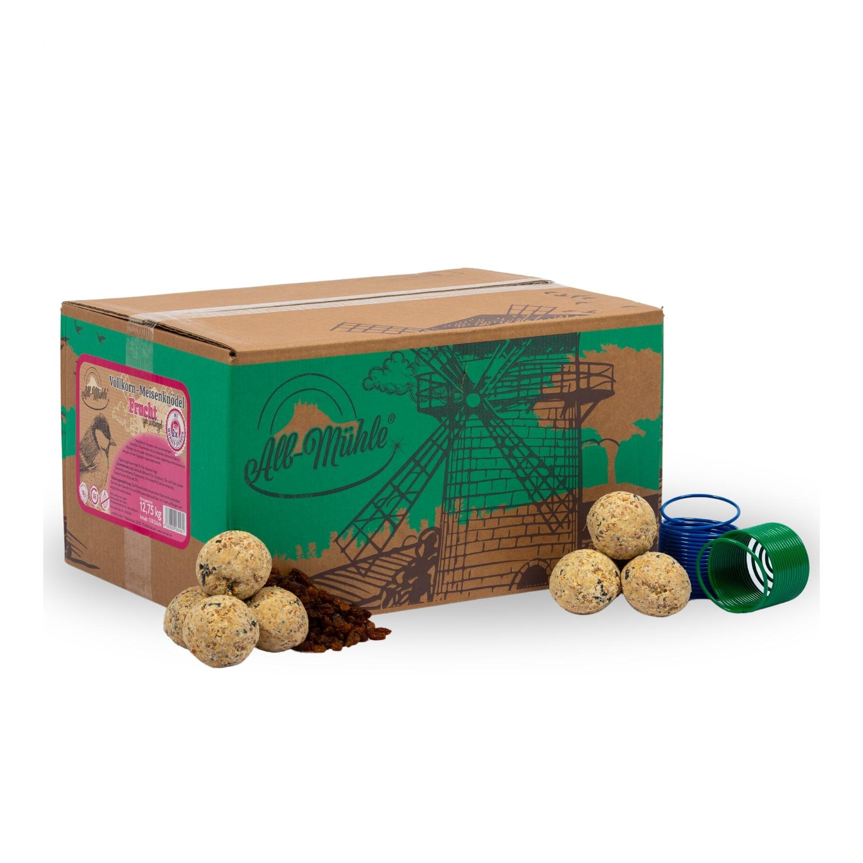 Meisenknödel aus der ALB-MÜHLE ohne Netz Vollkorn & Früchte + 2 Spender