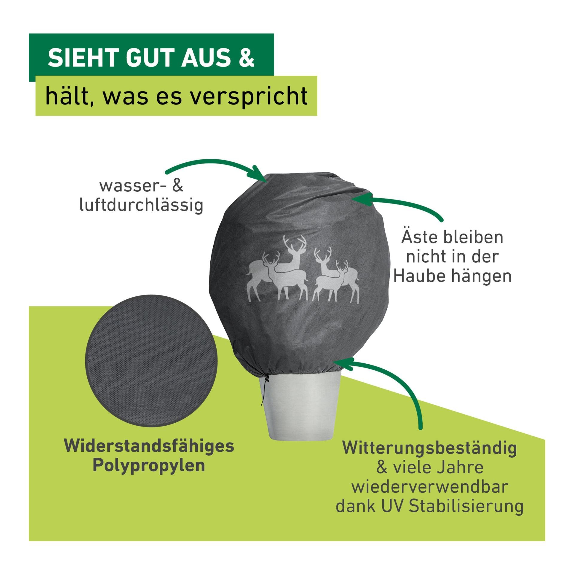 Winter-Deko-Vlieshaube PROTECT Hirsche